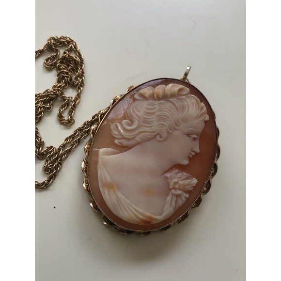 Stunning Vintage Van Dell Gold Filled Cameo With 18” Gf Rope Chain Mid Century - Picture 8 of 9